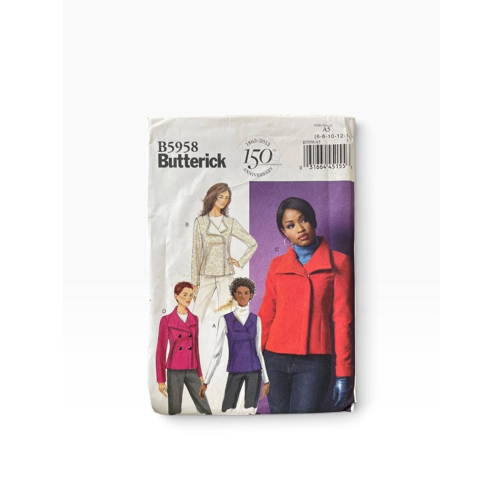 Butterick Sewing Pattern B5958 Misses Size 6-14 Fitted Jacket Vest Uncut FF